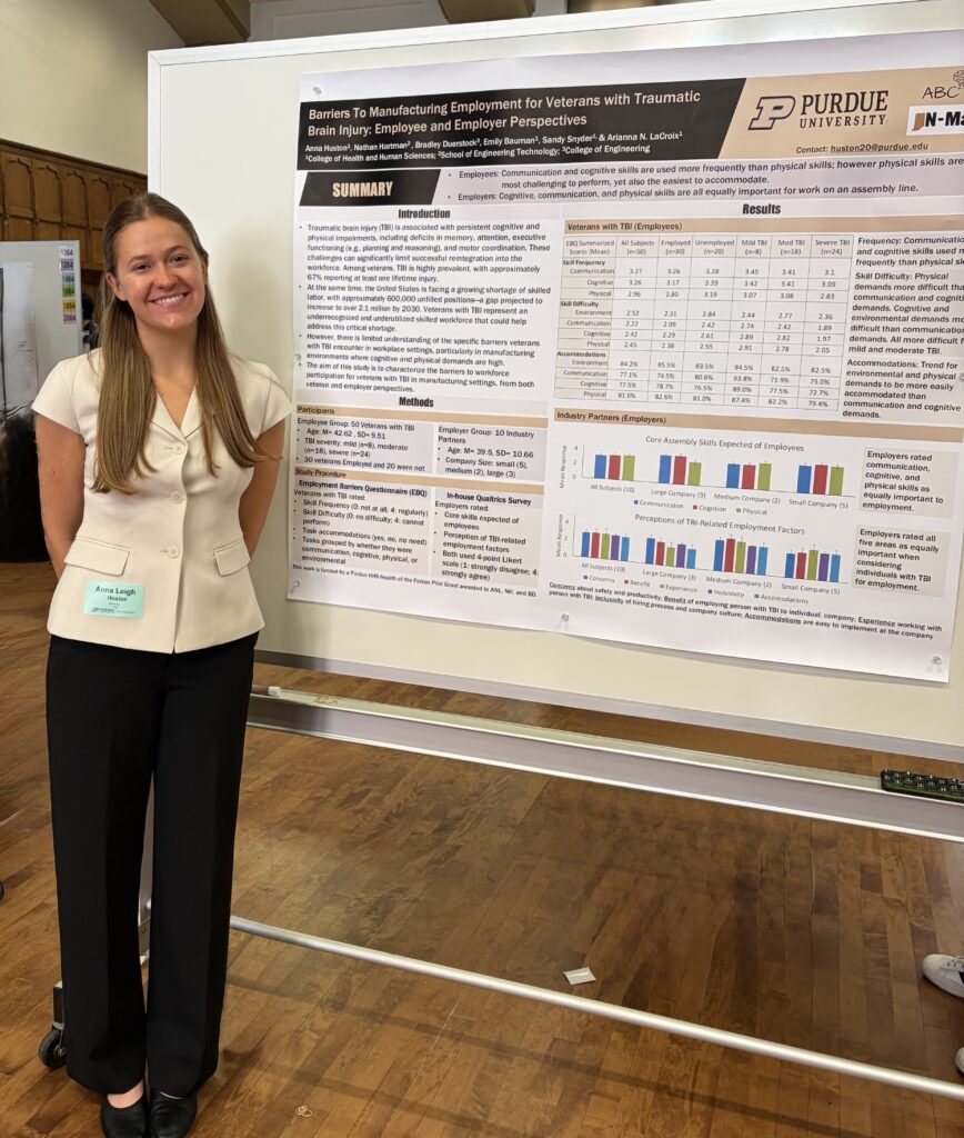 Undergraduate student Anna presented research about the Veteran's study at the Spring 2026 Undergraduate Research Fair.