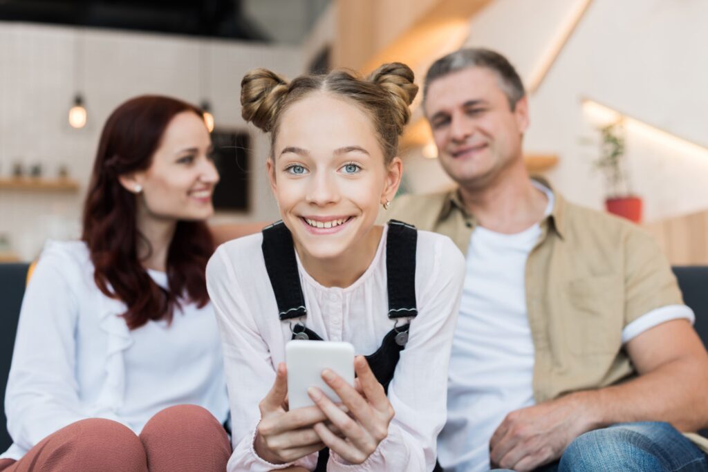 Girl with parents