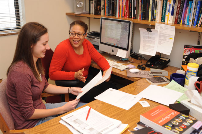 Student meeting with advisor