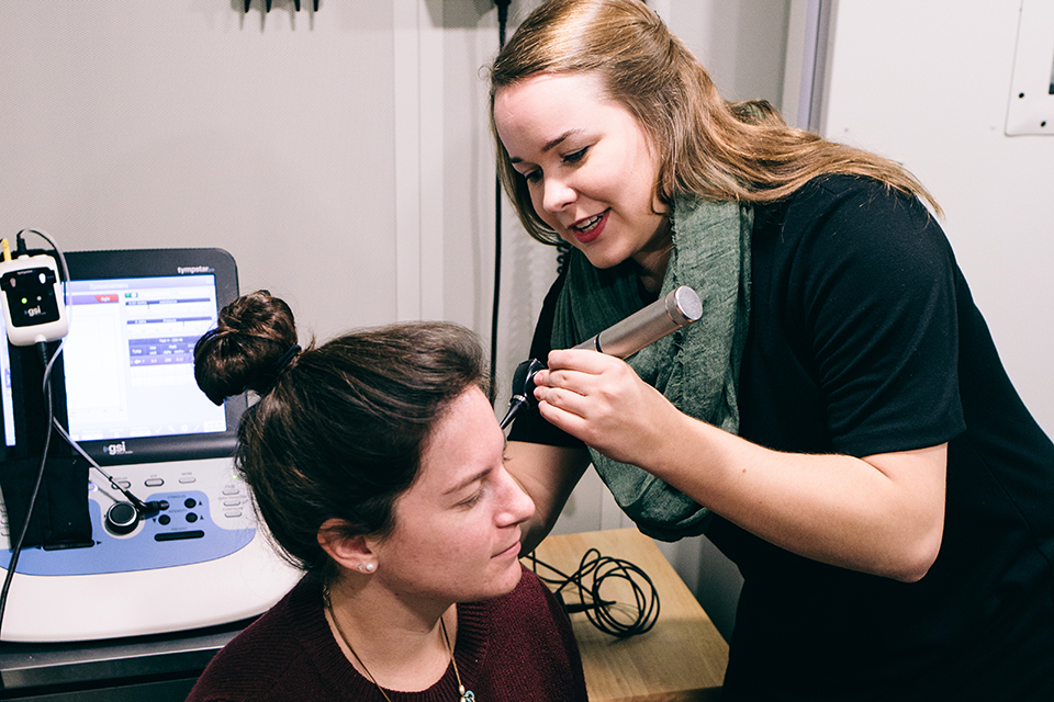 Student in Audiology lab