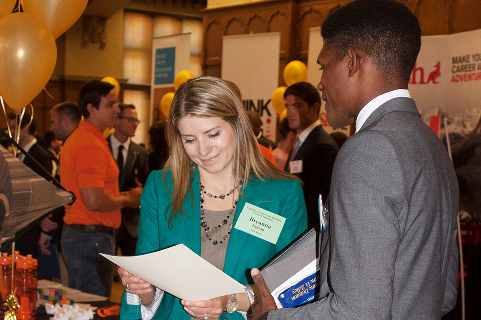 student at career fair