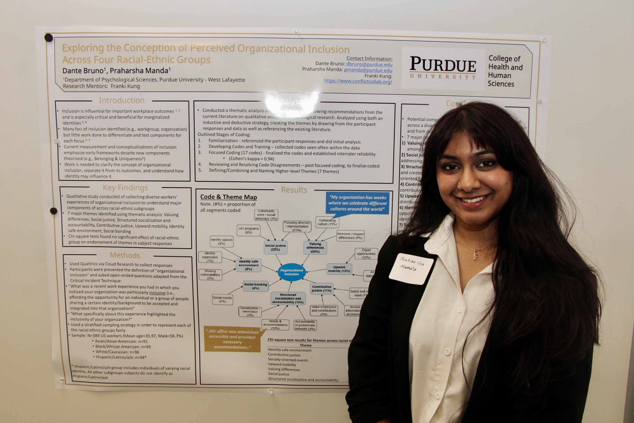 Student presenting poster at Psychological Sciences Undergraduate Research Conference
